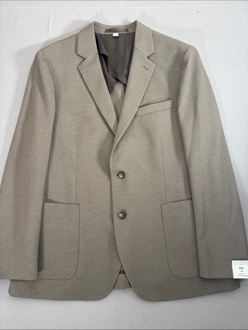 RW&CO. Tan Textured Two-Button Blazer, New, size 46